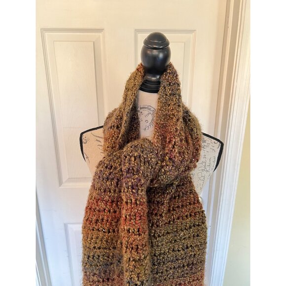 Handmade Knit shawl Earthtone Scarf One Size Fits All - Picture 2 of 5